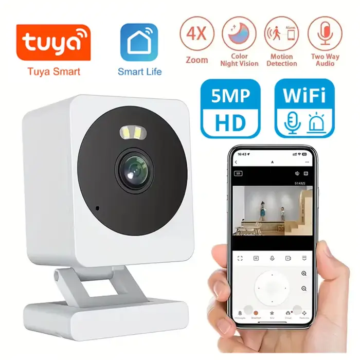 Tuya Smart Life WiFi caméra 5MP HD 1080P détection de mouvement couleur Vision nocturne caméra de Su
