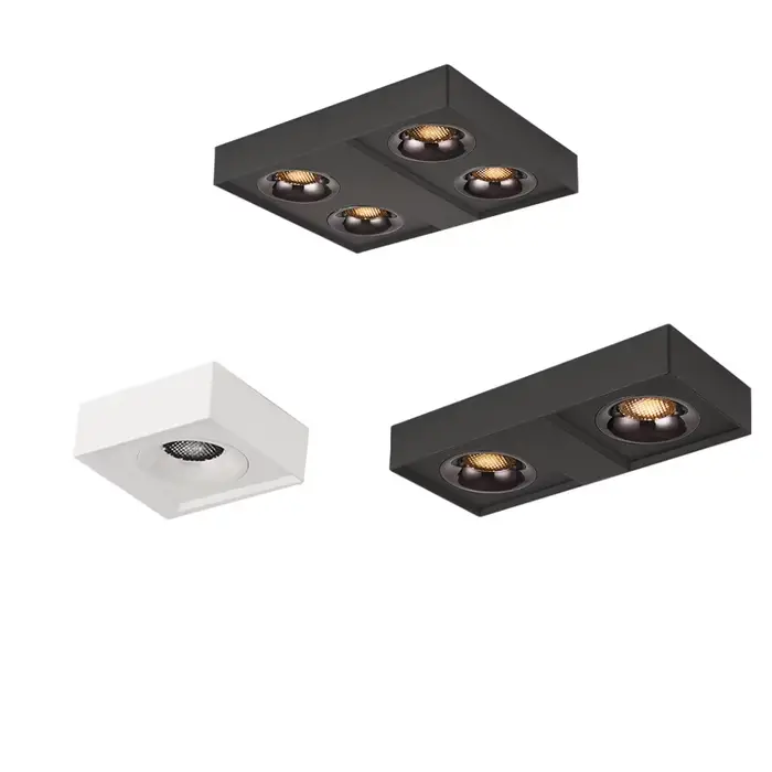 Plafonnier LED carré COB projecteurs Dimmable 12W15W 1-2-4 tête puce Anti-éblouissement Downlight pl