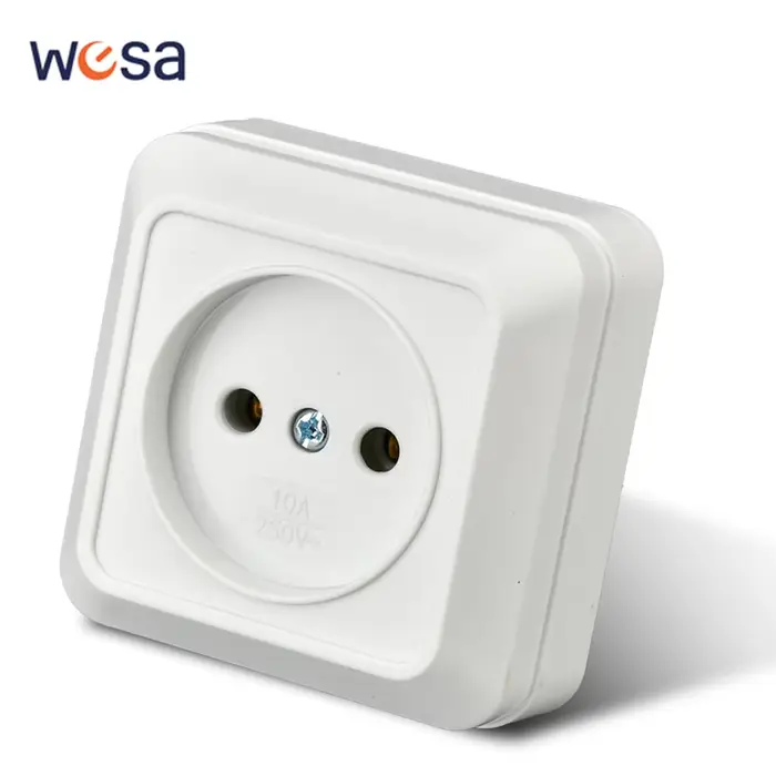 WESA Surface murale blanche 2 prises prises prises électriques extérieures ue avec prise de courant 