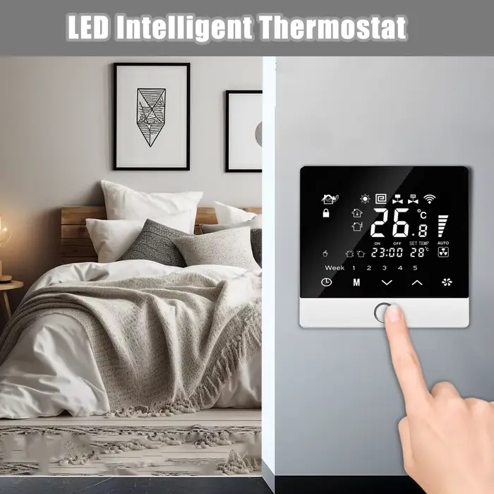 Thermostat intelligent WiFi 5+2 programmable, économie d'énergie, chauffage de l'eau 3A, commande vo
