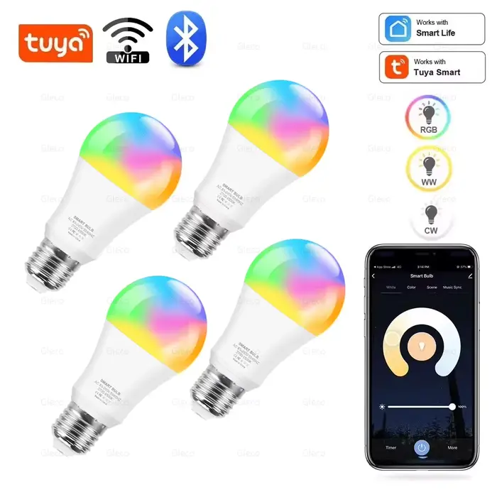 Tuya-Ampoule LED Intelligente Wifi/Bluetooth, Lampe LED, Alexa, RGB, 110V, 220V, Lampes Intelligente