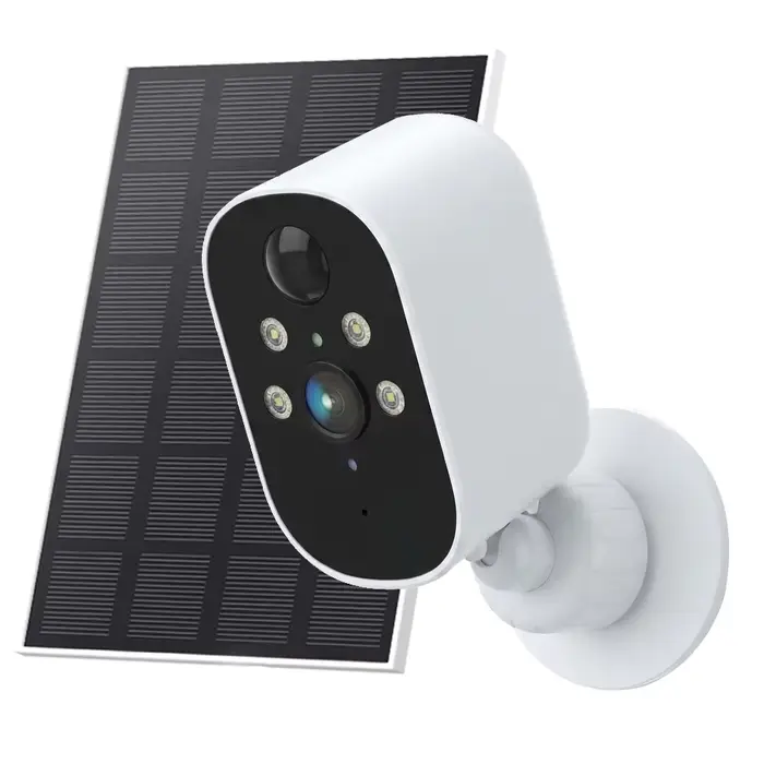 Caméra de sécurité solaire 2K 3MP avec détection de mouvement AI, audio bidirectionnel, vision nocturne couleur, stockage SD/Cloud, idéale pour la sécurité extérieure des maisons et entreprises