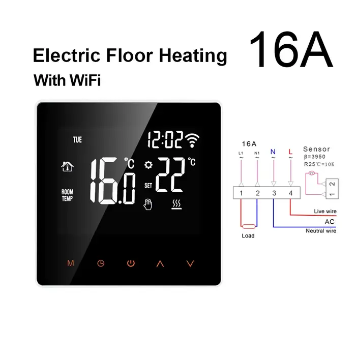 AVATTO – Thermostat intelligent WiFi, chauffage électrique au sol, chaudière à eau/gaz, télécommande