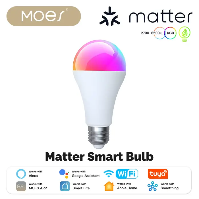 MOES Tuya Smart Matter WiFi/Zigbee 14W ampoule LED E27 synchronisation de la musique fonctionnelle 1