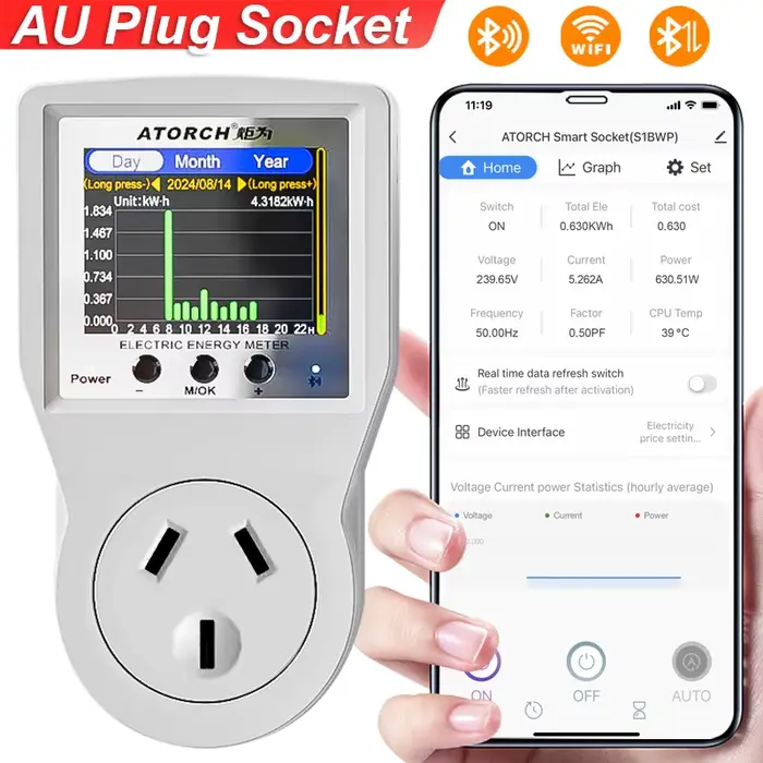 AC85-265V 16A Tuya WiFi prise ue intelligente voltmètre ampèremètre compteur de puissance courbe fac