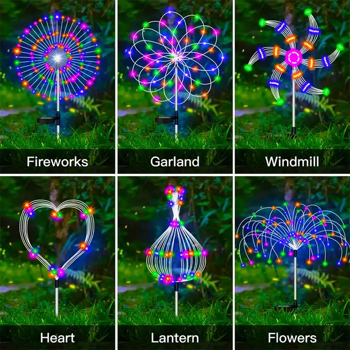 Solaire LED voie lumières extérieur étanche jardin décor feu d'artifice fée solaire pelouse lampe po