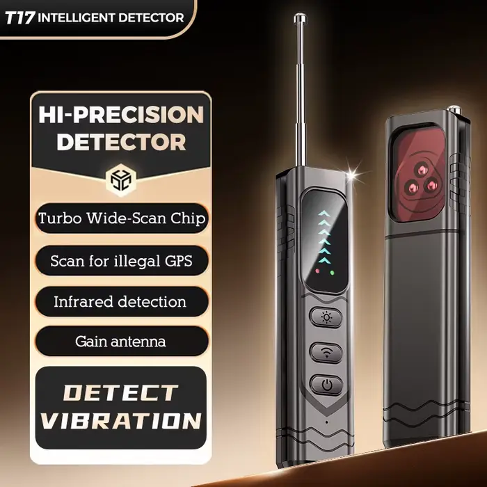 Détecteur de caméra espion cachée T17 amélioré gadget anti-espion gps traceur gps détecteur de bugs scanner infrarouge signal rf sans fil sécurité privé protection détecteur intelligent laser scanner anti-position gps detector anti-écoute