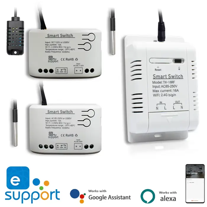Commutateur intelligent TH16 16A Thermostat température humidité Surveillance WiFi eWelink Contrôle sans fil Compatible Alexa Google Home