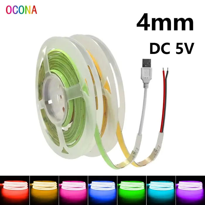 OCONA DC 5 V couleur USB COB LED bande lumières pour ordinateur PC décor armoire 480 LED s rouge bla