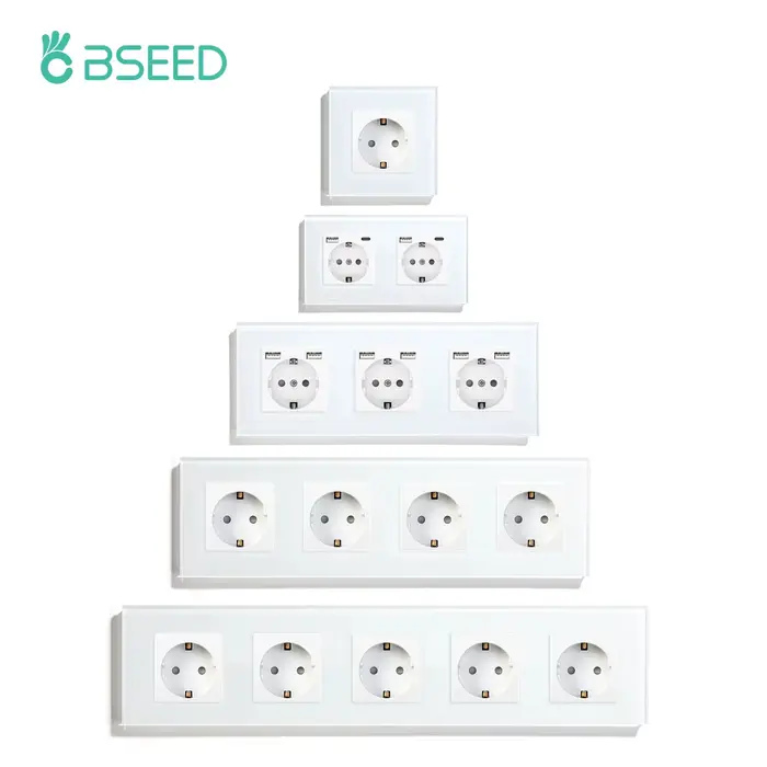 Prise murale électrique Bseed EU Russie 16A 4 couleurs verre trempé amélioration de l'habitat pour salon chambre cuisine salle de bain occasions spéciales