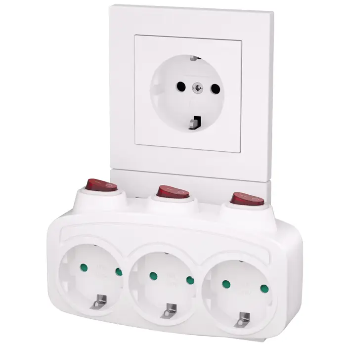 Multiprise multi-contactue avec interrupteur marche/arrêt, 3 prises de courant AC, convertisseur de 