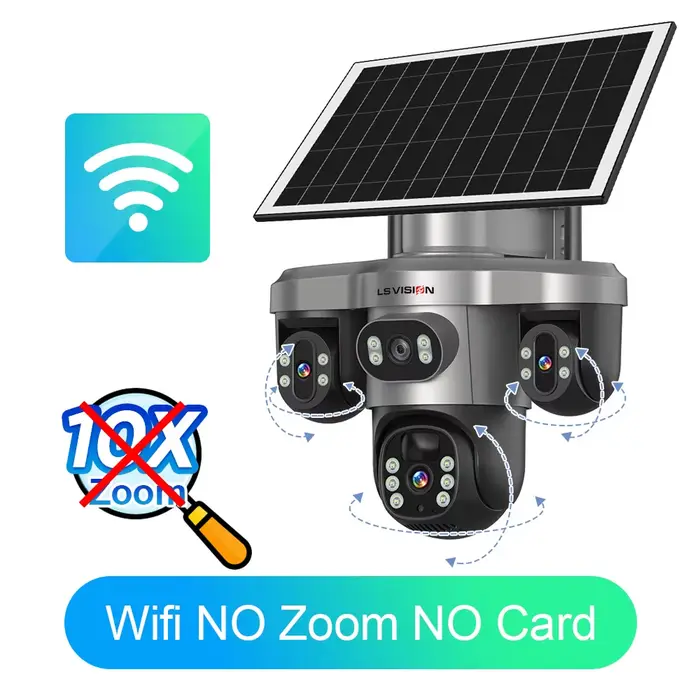 LS VISION caméra solaire Wifi extérieure avec Zoom optique 10X trois écrans 4G SIM Cctv sécurité à d