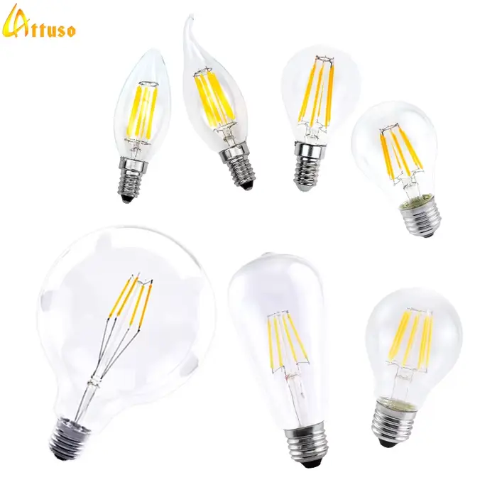 Ampoule LED 220V C35 A60 ST64 G80 G95 G125 lampe à LED E14 E27 lumière à Filament LED 2W 4W 6W 8W boule de verre