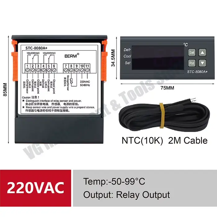 Contrôleur de température de réfrigération STC-8080A, thermostat numérique utilisé dans les congélat