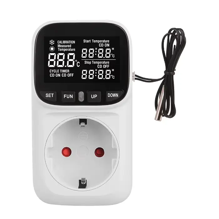 Thermostat à affichage numérique LCD, régulateur de température, prise 16A EU/US/UK, prise de haute 