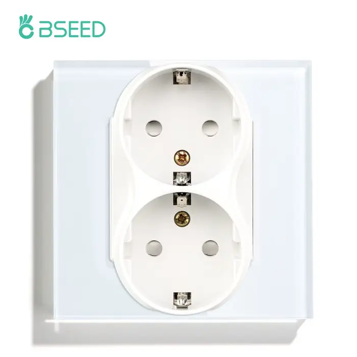 BSEED Double prises ue Europe double prises de courant panneau de verre Triple prises électriques 11