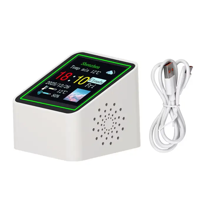 Station météo intelligente WiFi avec horloge, station météo pour la décoration du bureau/du lit, dat