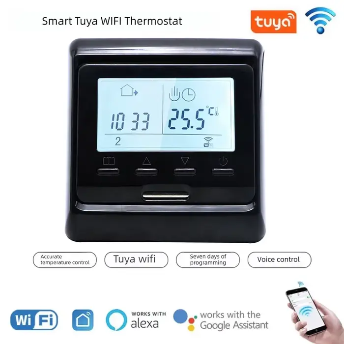 Thermostat intelligent WIFI électrique tout noir 16A AC100~240V, contrôleur de température pour syst