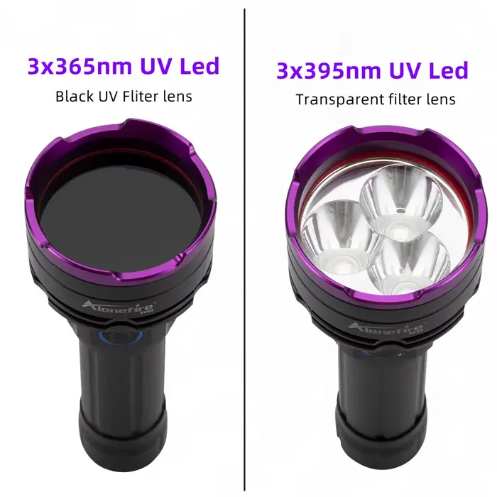 3 Led 30W 365nm/395nm lampe de poche UV haute puissance durcissement aux ultraviolets Scorpion miner