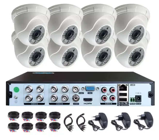 Système de sécurité domestique CCTV VMS intérieur 4ch 8ch 2MP 5MP AHD avec caméra analogique, kit DV