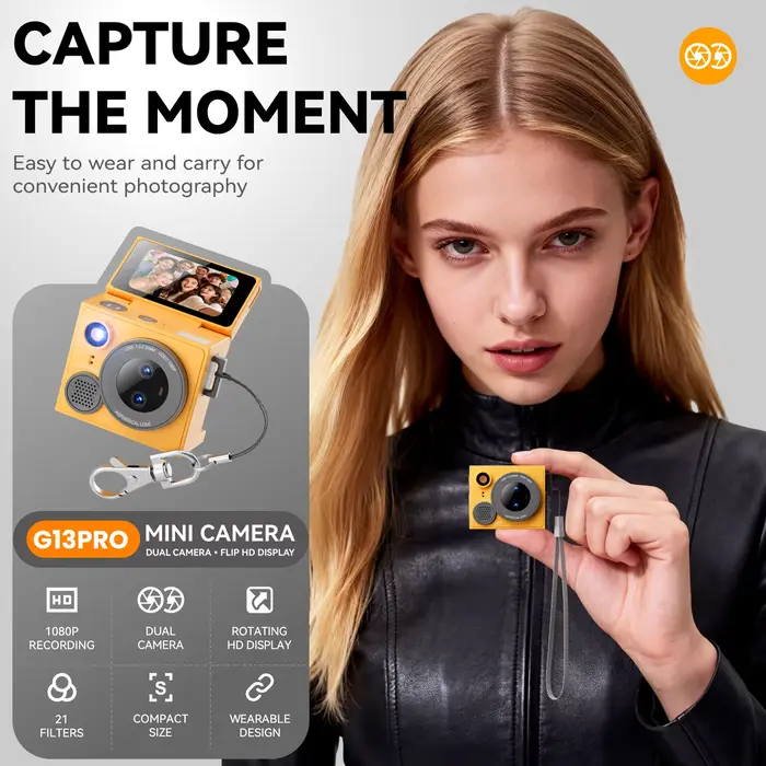 Caméra miniature rotative ABMF avec écran tactile