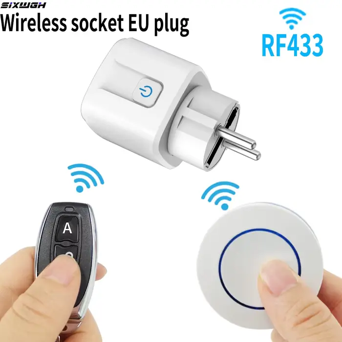 Prise sans fil RF433 prise murale EU contrôle à distance ON OFF pour éclairage ventilateur téléviseur occasions spéciales famille智能家居插座RF433欧标遥控开关插头家用电器控制插座节日礼物家庭使用