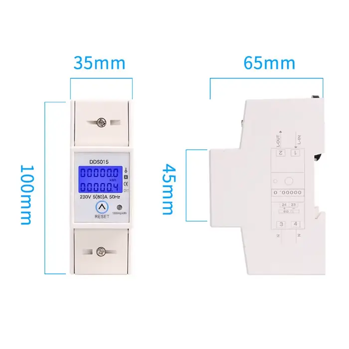 DDS015 5-80A 230V 50Hz compteur d'énergie monophasé Watt mètre ménage DIN Rail montage numérique LCD