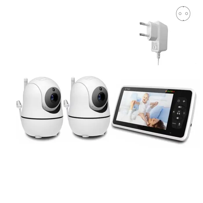 Babystar-Moniteur vidéo 5 pouces pour bébé, avec deux caméras et audio, vision nocturne, n'aime 4X,