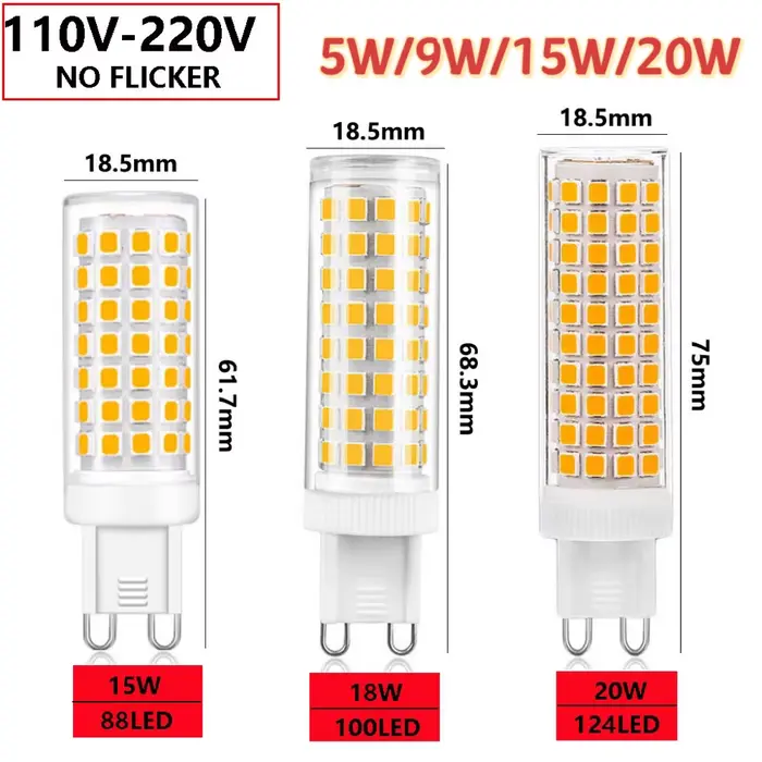 G9 led 9W 12W 15W 20W 25W AC110V 220V lampe à LED SMD 2835 LED g9 lumière froide/chaude/naturelle re