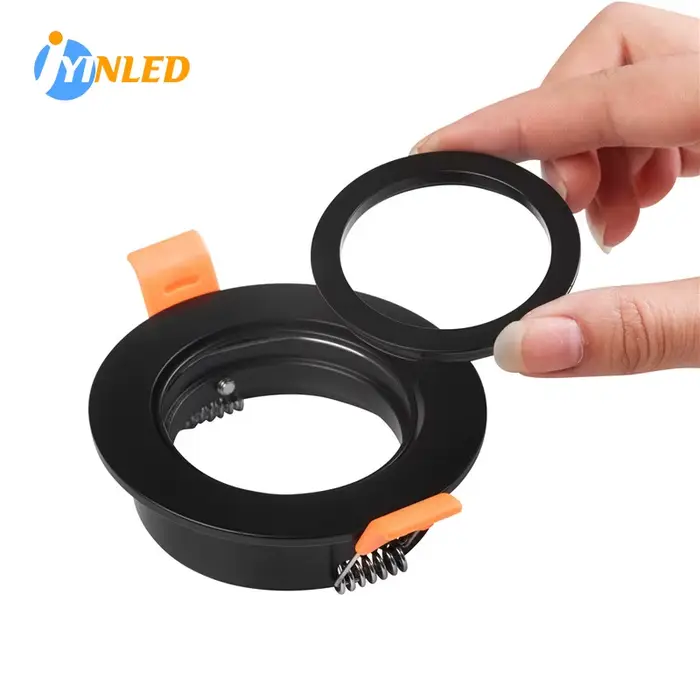 Plafonnier LED Encastrable Rond Noir et Blanc, Support d'Ampoule MR16 GU10, 4 Pièces