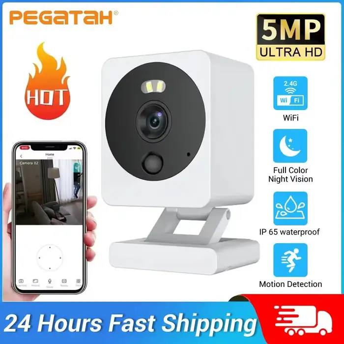 Caméra WiFi Tuya Smart Life 5MP HD Détection de mouvement Vision nocturne couleur