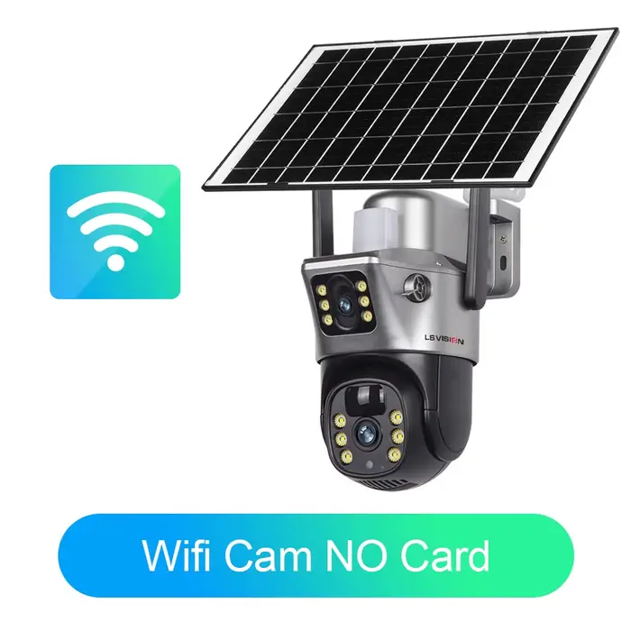 LS VISION caméra solaire 4G Sim extérieur double objectif WiFi 8MP 4K IP Camara panneau solaire CCTV