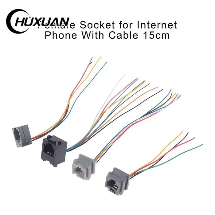 Connecteur de prise femelle téléphonique avec fil