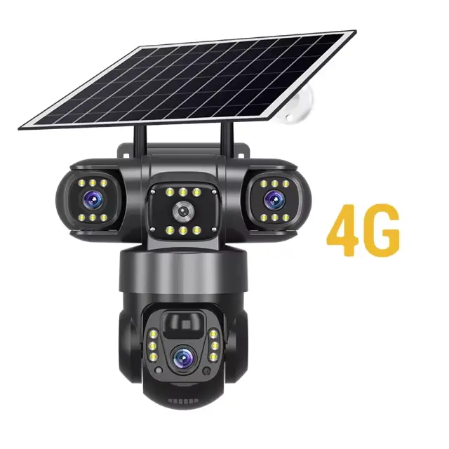 4G 12MP caméra solaire PTZ extérieur suivi automatique Vision nocturne caméra IP solaire 8000mAh Rec