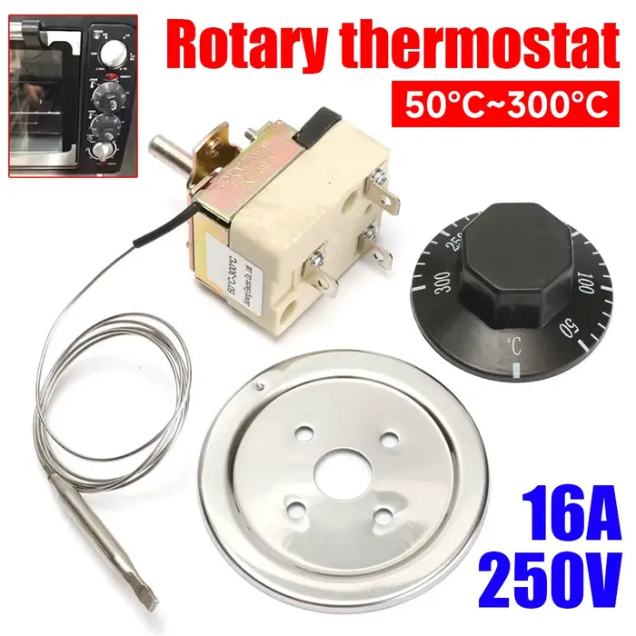 Thermostat de régulateur de température rotatif AC 250V 16A, cadran 50 à 300 degrés Celsius, interru