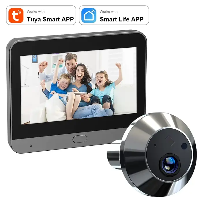Mini Vie Intelligente Tuya 3MP 140 °   Grand Angle de vue 2.4Ghz WiFi porte magique judas oeil PIR c