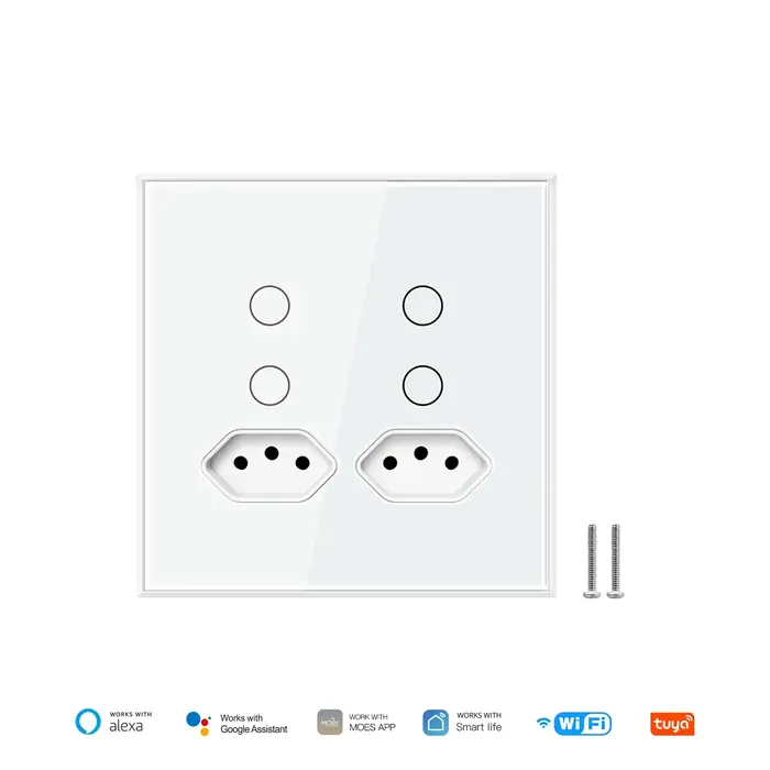 Interrupteur mural intelligent WiFi, prise de courant, prise électrique Standard brésilienne, prises