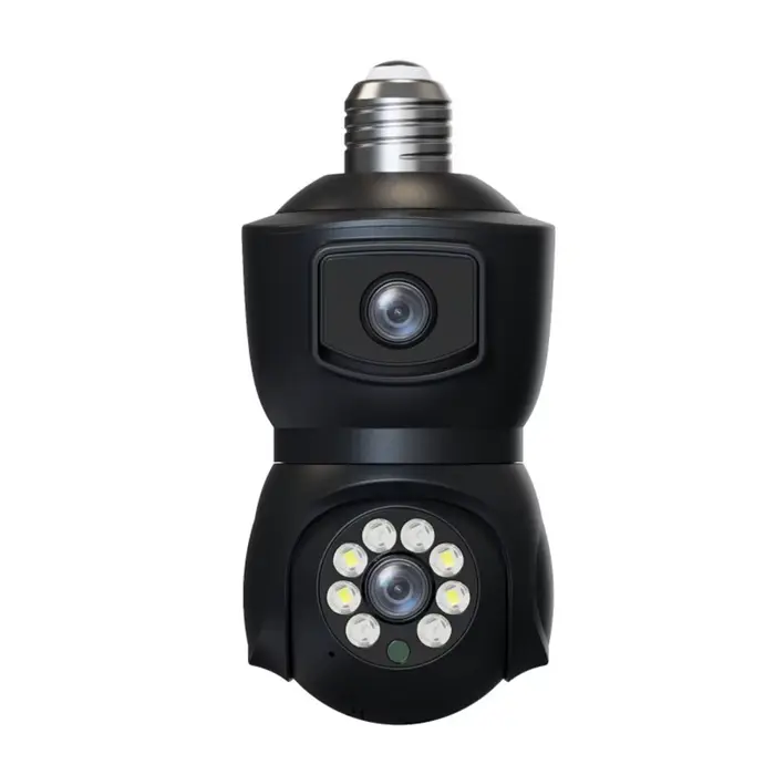 8MP E27 ampoule WiFi caméra double objectif double écran suivi automatique caméra Audio bidirectionn