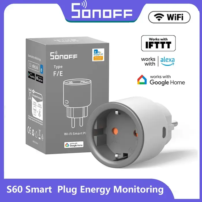 SONOFF S60 EU SONOFF Wifi prise Wifi prise intelligente Protection contre les surcharges minuterie scène intelligente télécommande Via EWeLink maison IFTTT