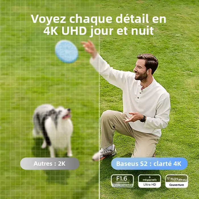 Baseus sécurité S2 caméra extérieure 4K clarté solaire sans fil Wifi