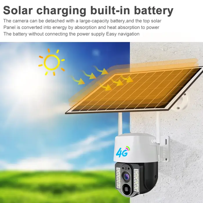 Caméra solaire 4G Sim extérieure sans fil IP Camara batterie à faible puissance détection de mouvement PIR étanche CCTV Protection de sécurité à domicile