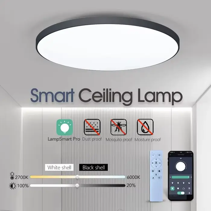 Plafonnier Led intelligent 36W 50W plafonniers Led modernes à intensité variable avec télécommande A