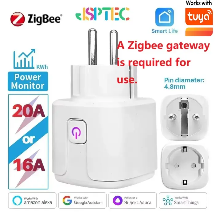 Tuya Zigbee-Prise intelligente EU avec surveillance de l'alimentation