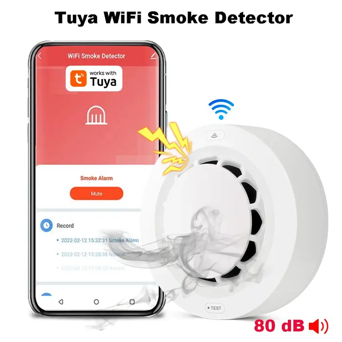 Capteur de fumée WiFi Tuya, détecteur de fumée, capteur photoélectrique, alarme incendie, système de