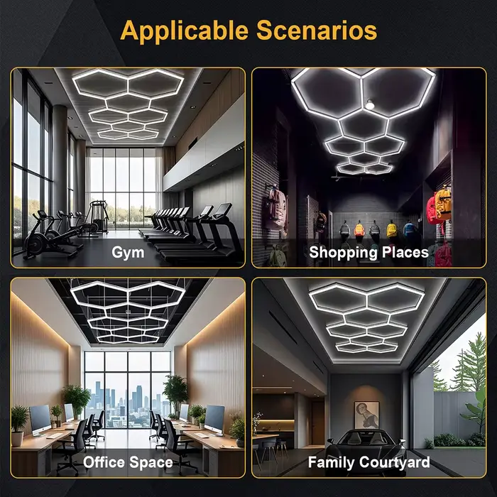 Plafonnier hexagonal en nid d'abeille super lumineux haute puissance pour bureau salle de conférence bibliothèque design moderne lumineux efficace transformation espace de travail