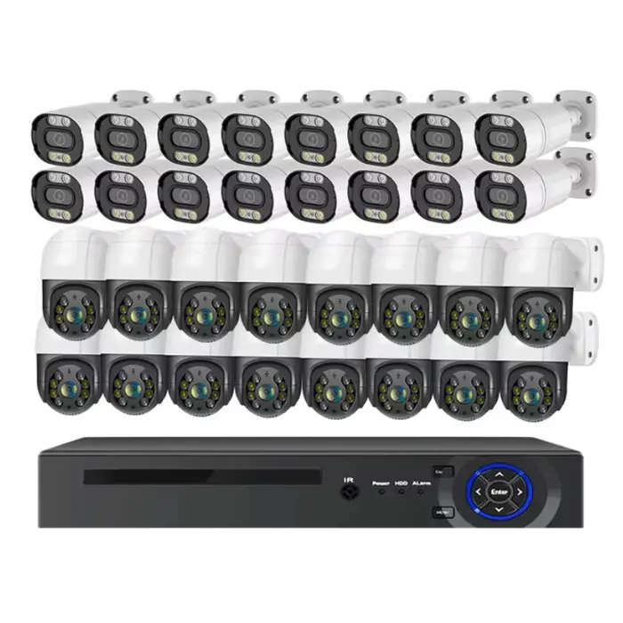 Kit de caméra réseau PTZ extérieure 4MP 8MP 32 canaux avec audio bidirectionnel, système de sécurité