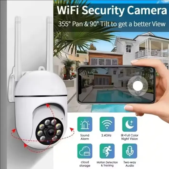 Caméra de surveillance sans fil 8MP PTZ Wifi IP Extérieur 4X Zoom Caméras Suivi humain par IA Audio