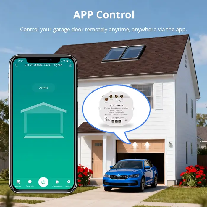 Contrôleur de porte de garage intelligent Zigbee Zemismart, mini-interrupteur en ligne, ouvre-porte,