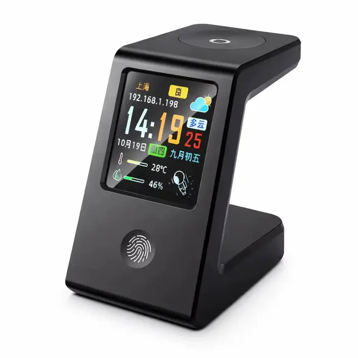 Horloge météo WiFi, charge sans fil pour montres - horloge de table numérique intelligente, affichag