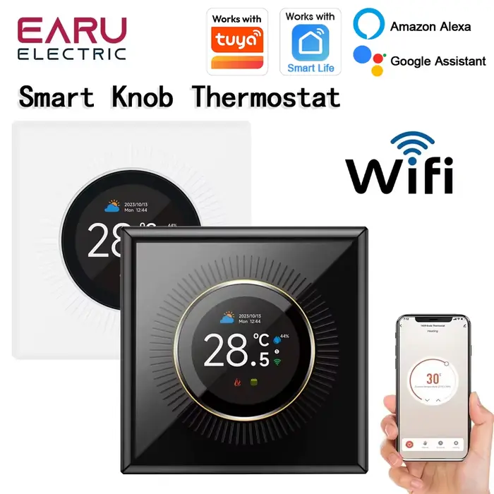 Thermostat Intelligent Wi-Fi TUYA Compatible avec Chauffage au Sol et Chaudière à Eau Gazeuse Programmable pour Maison Compatible Alexa Google Home Occasions Spéciales